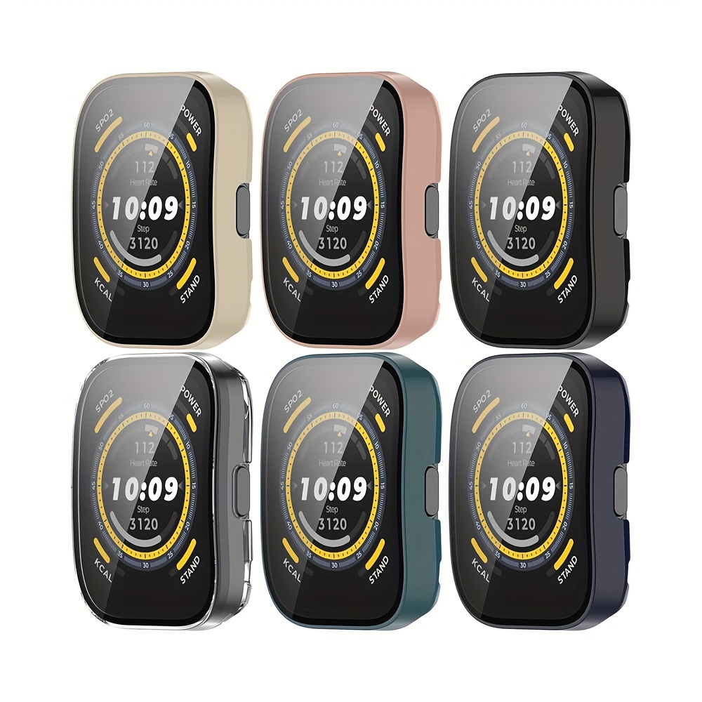  Compatible with Amazfit Bip U&Bip U Pro Case Cover,  Scratch-Resistant PC Protective Case with HD Tempered Glass Screen  Protector for Amazfit Bip U Smartwatch (5-Pack) : Cell Phones & Accessories