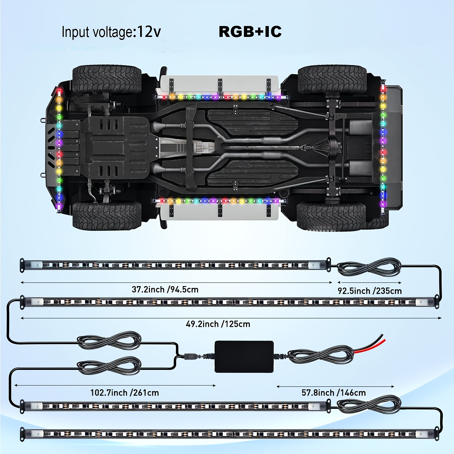 Tira de luces LED RGB, transmisor de música con Control remoto que fluye  debajo del tubo del coche, sistema de iluminación debajo del cuerpo, luz de  neón – Los mejores productos en