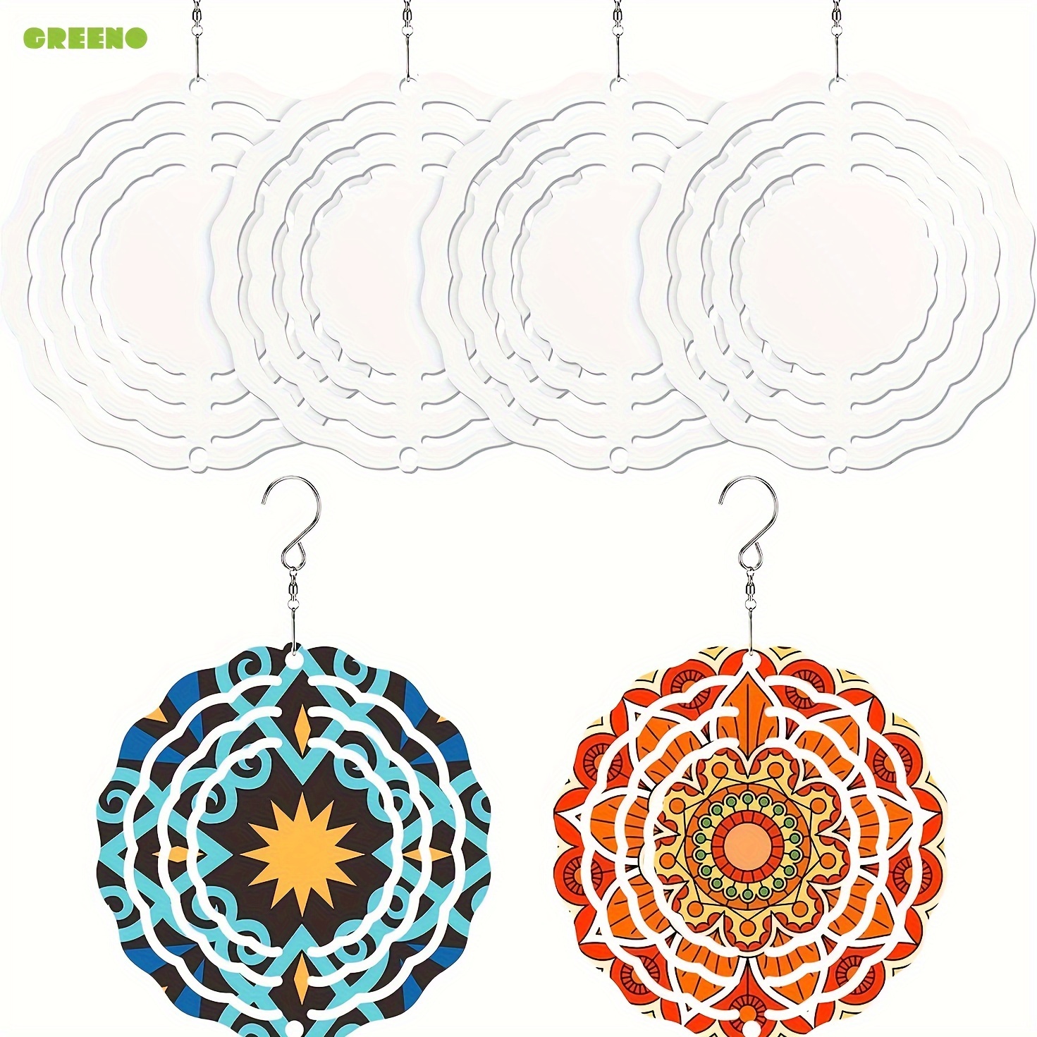 4PCS Sublimation Wind Spinner Blanks Hanging Ornaments Wind Powered  Sculpture For Yards Gardens Decoration