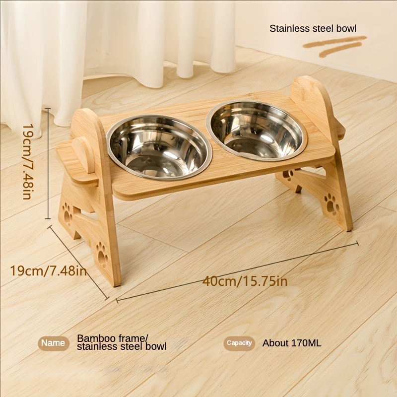 Elevated Cat And Dog Bowl Stand With 2 Stainless Steel Bowls - Temu