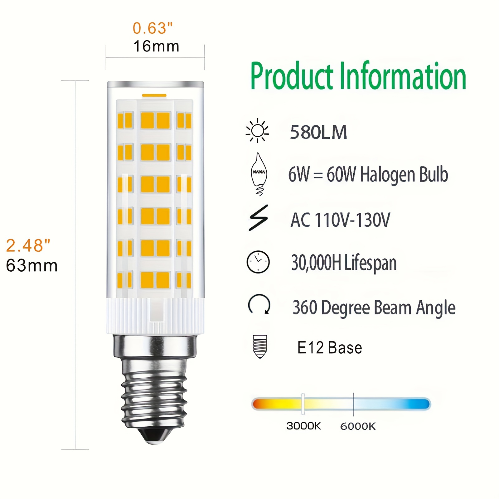 Led Refrigerator Lamp Range Hood Light Bulb E12 Small Screw 220V Bulb Light