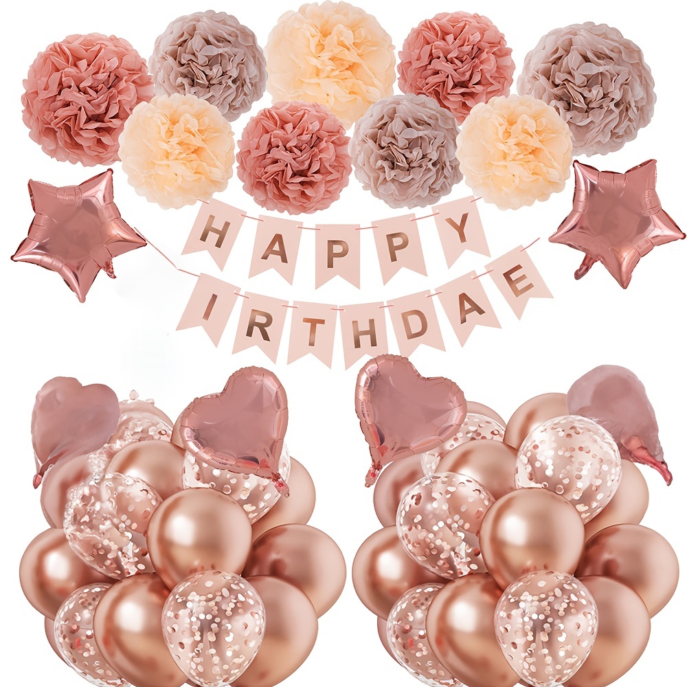 Decoraciones de cumpleaños número 50 para mujer, color borgoña, oro rosa,  50 decoraciones de fiesta de cumpleaños, 50, otoño, borgoña, oro rosa