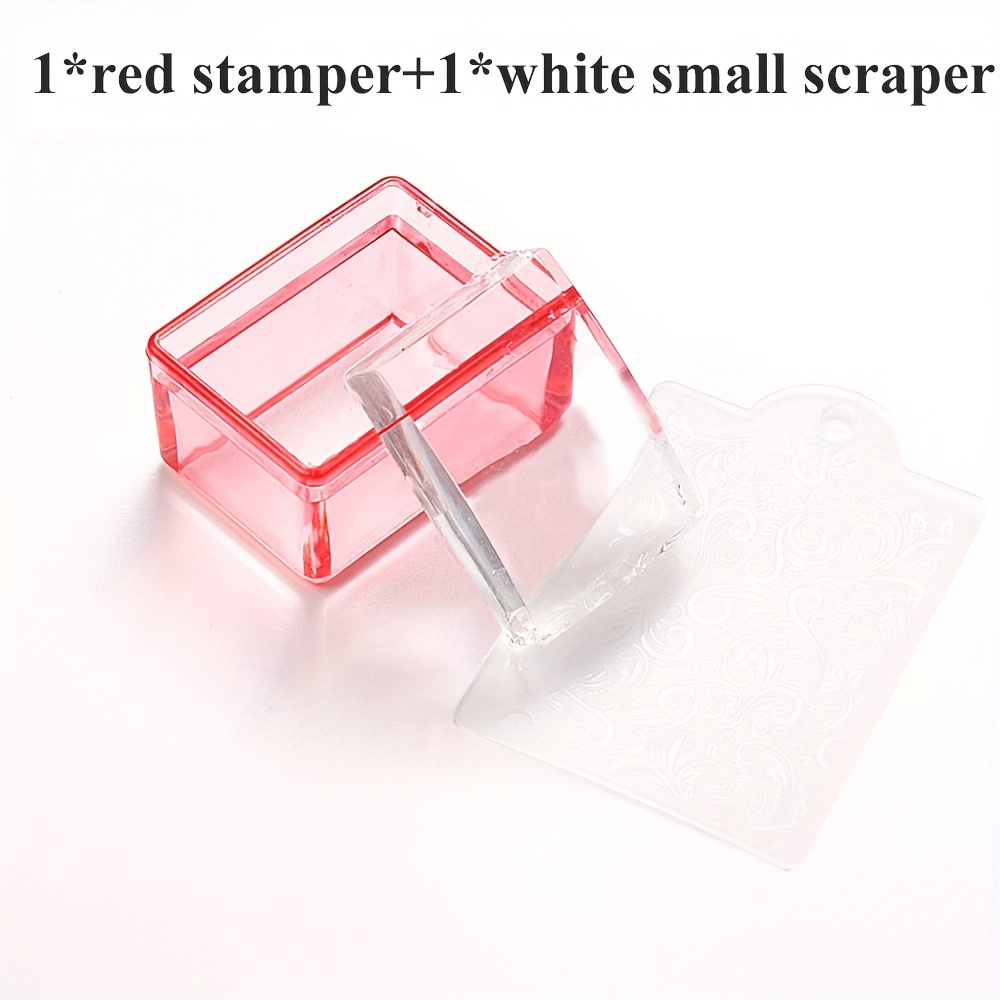 Rectangle Clear Silicone Nail Art Stamper With Scraper Nail - Temu