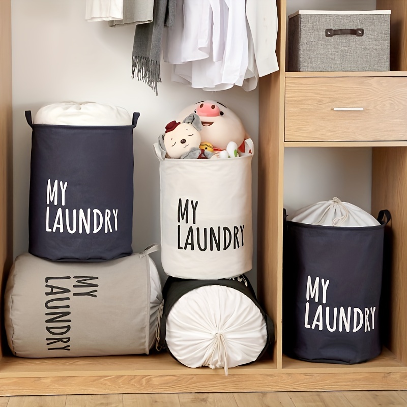 1pc Collapsible Laundry Baskets, Cylinder Laundry Bucket, Folding  Drawstring Laundry Basket, Home Organization And Storage Supplies For  Bathroom Bedro