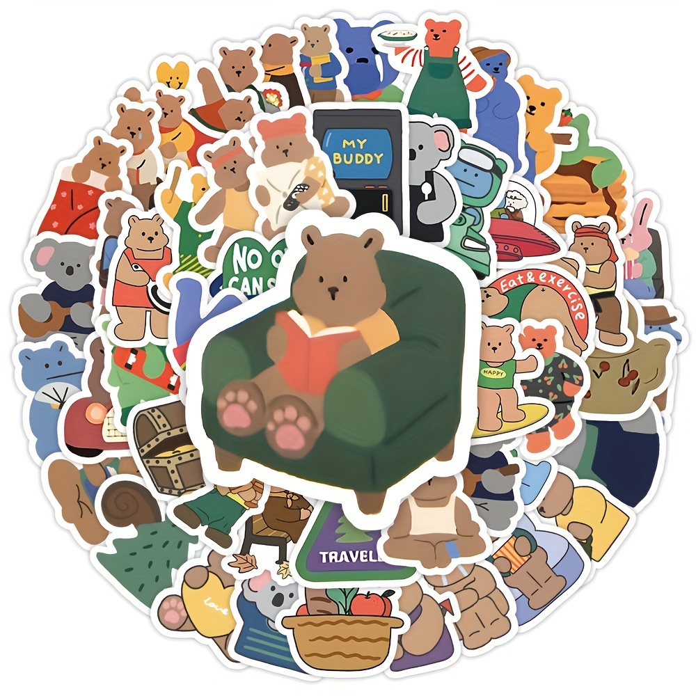Scrapbook Stickers Cute Cartoon Kpop Bear Stickers Vinyl - Temu