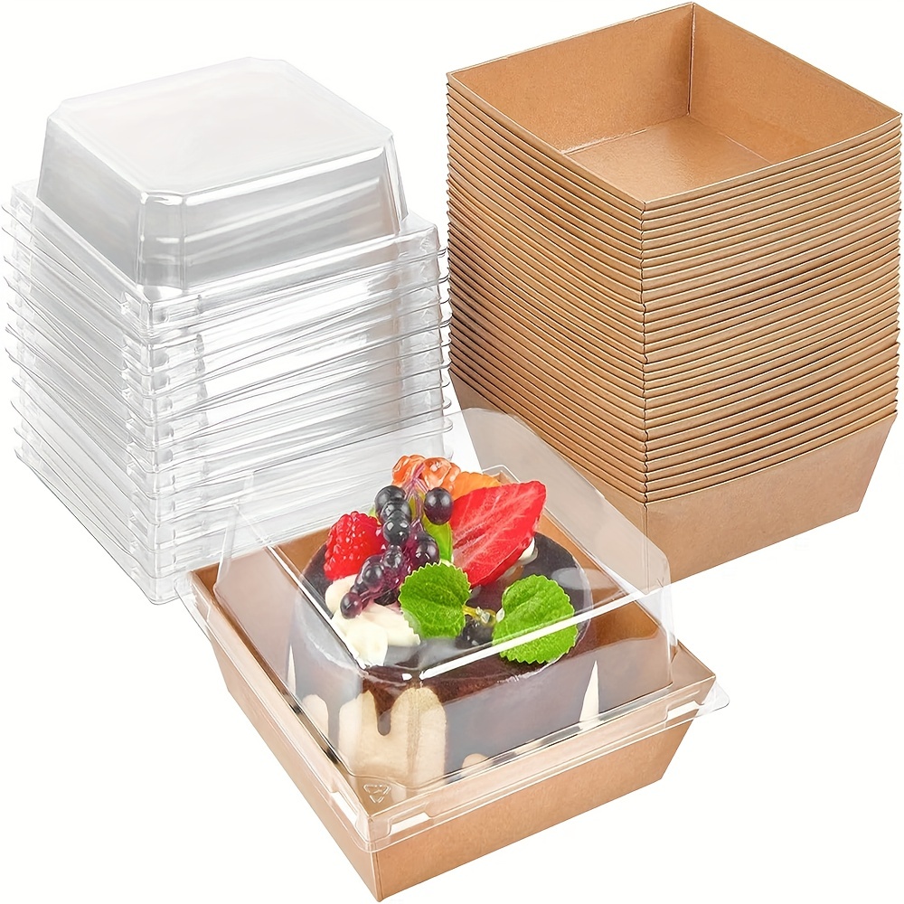 Paper Charcuterie Boxes With Clear Lids Brown Rectangle - Temu