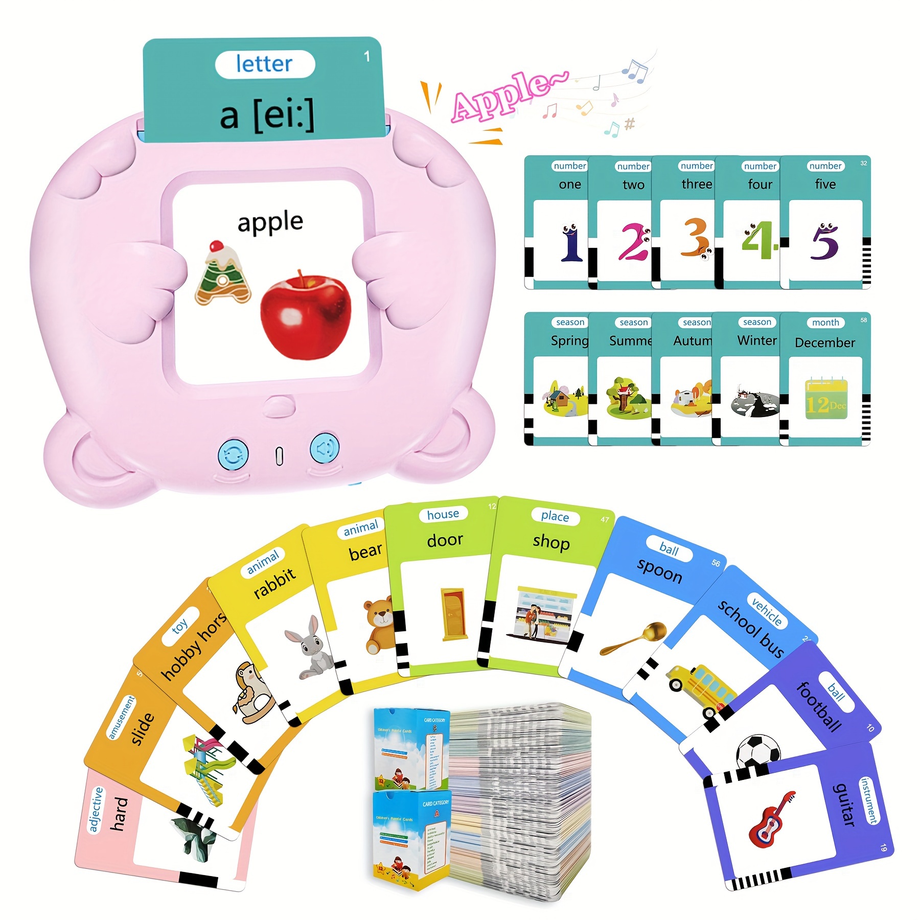 Learning Toys Birthday Gifts for 3-6 Years Old Boys 112 Words Audible Baby Flash Cards Speech Therapy Toys Autism Toys for Girls Easter Birthday Gifts