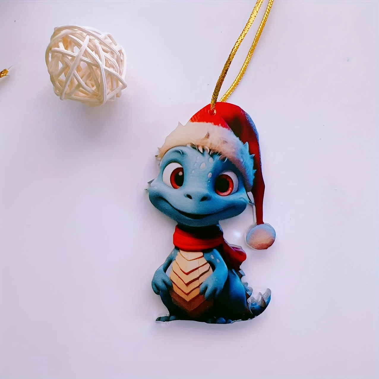 Cute Iittle Dog Decoration Pendant Wearing A Christmas Hat, 2d Acrylic Flat  Car Pendant, Home Decoration, Phone And Bag Keychain Accessories! - Temu