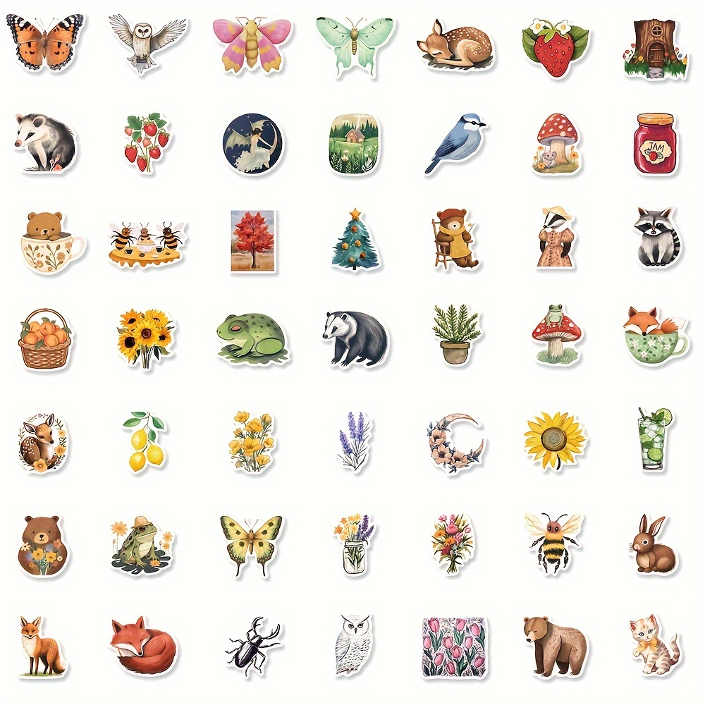 Cartoon Mysterious Forest Illustration Animals Decals - Temu