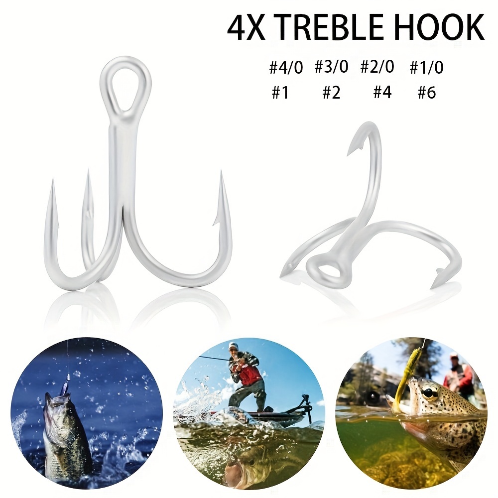 4X-Treble-Hooks-Saltwater-Big-Game-Fishing-Hooks Ultra Strong Stainless  Size 3/0 1/0 2/0 4/0 5/0 : : Home & Kitchen