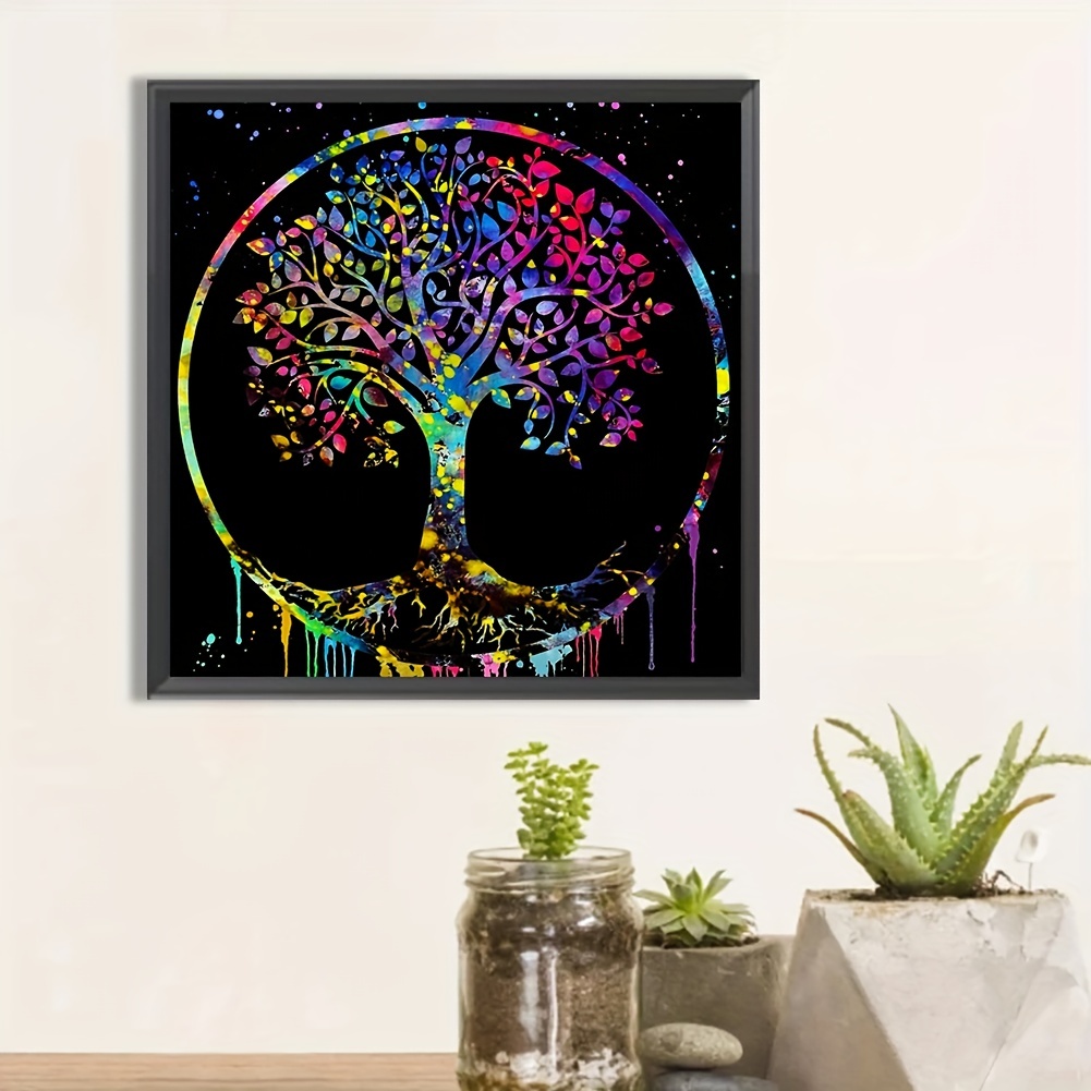 Colorful Tree Diamond Painting Handmade Diy Square Drill - Temu