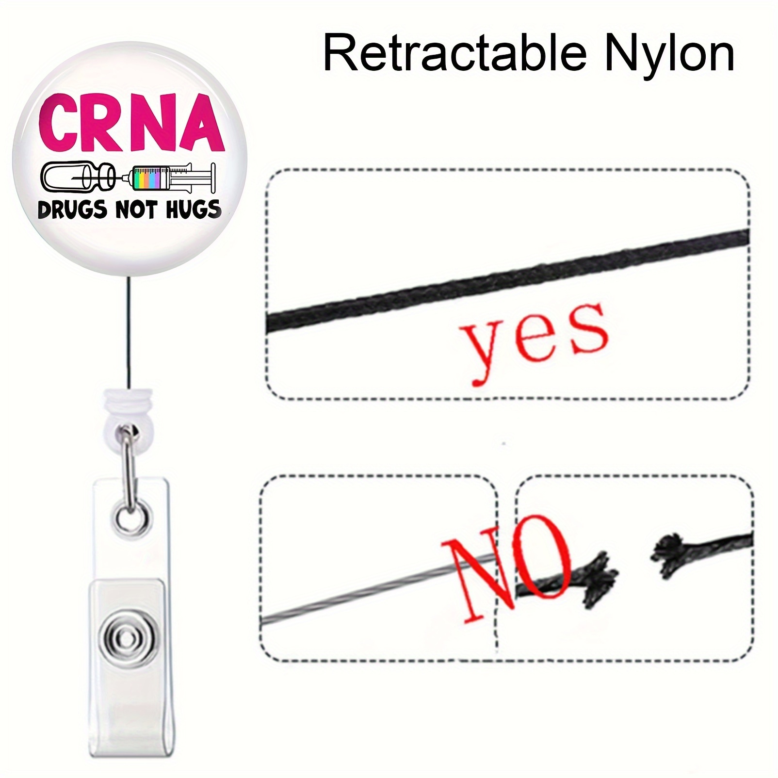 1pc Retractable Nurse CRMA * NOT HUGS Badge Reels Retractable ID Clip For  Nurse Name Tag Card Cute Badge Holder