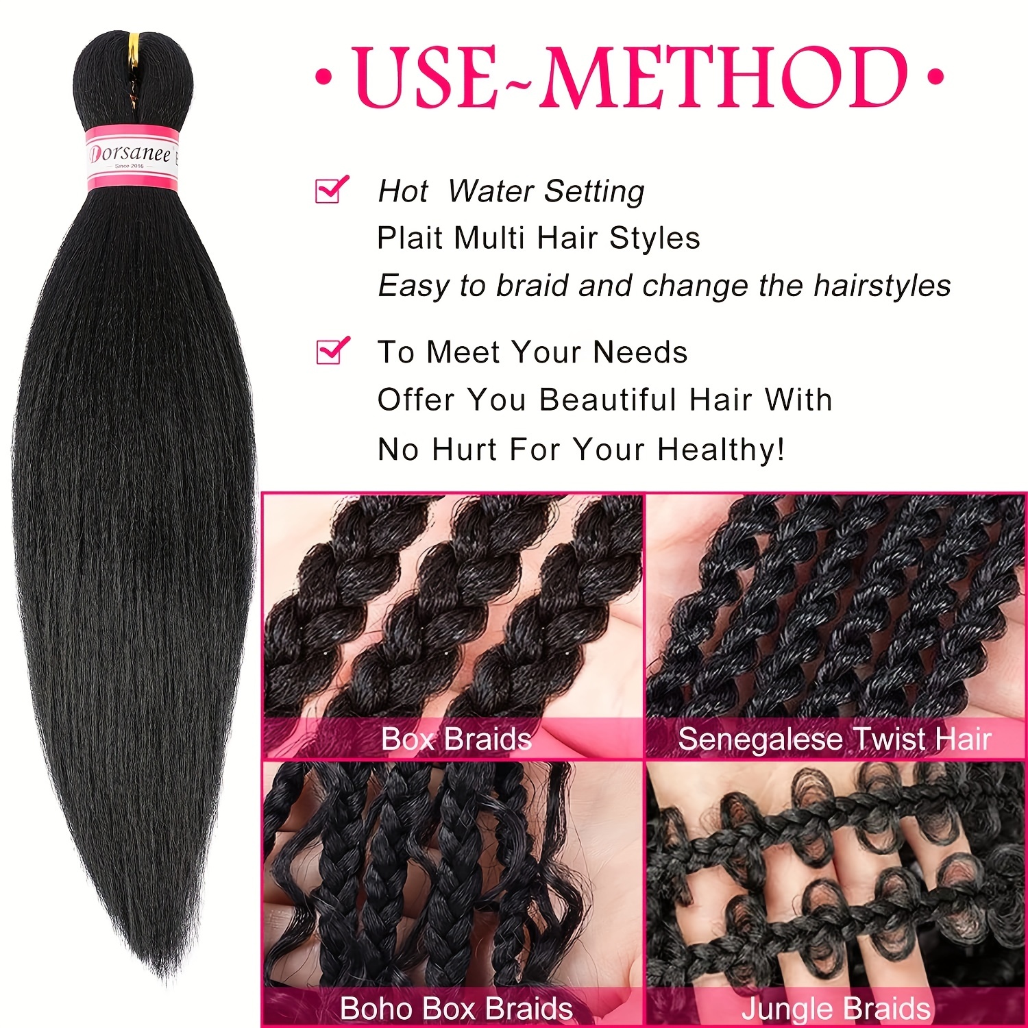 Pre stretched Synthetic Braiding Hair Extensions Natural - Temu Germany