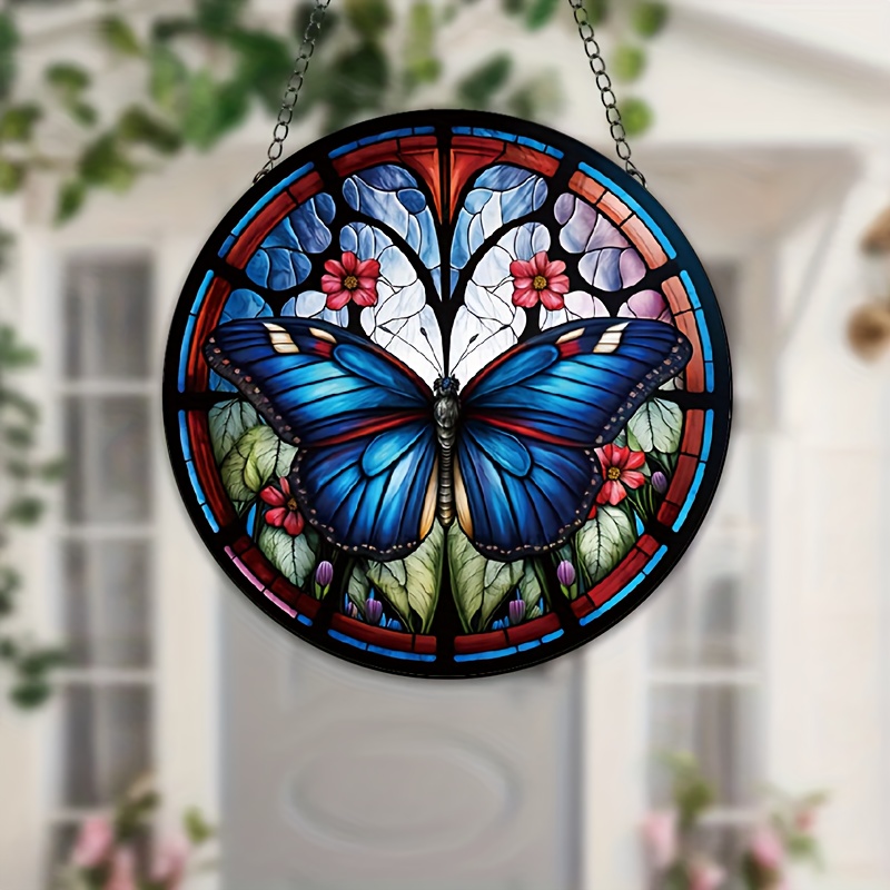 1pc Blauer Schmetterling - Fensteranhänger, Art Deco Kranz Schild,  Niedliche Ästhetische Sachen, Ungewöhnliche Gegenstände, Raumdekoration
