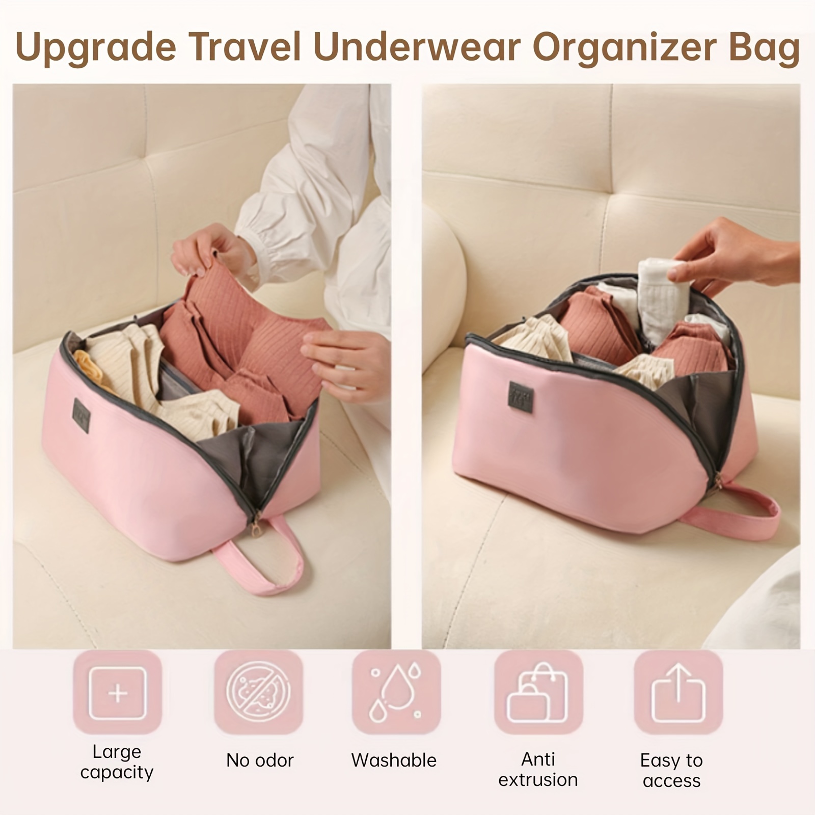 Waterproof Portable Bra Storage Bag For Travel; Underwear And