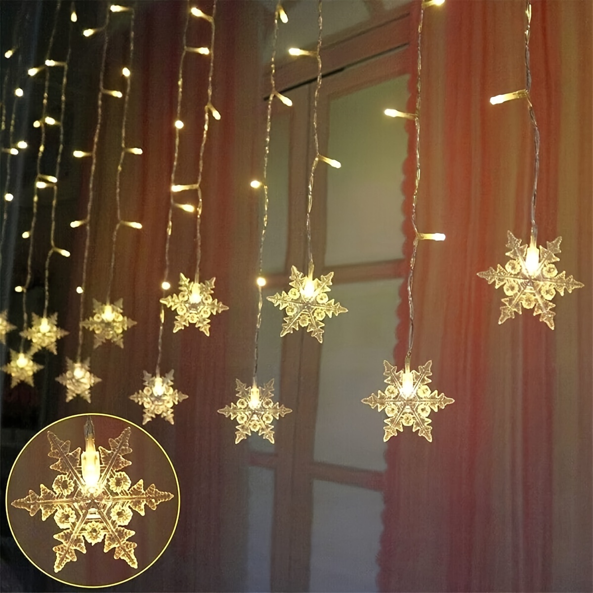 Guirlande lumineuse LED flocon de neige pour l'extérieur, rideau lumineux  clignotant, étanche, fête de vacances, Connectable, lumière féerique – les  meilleurs produits dans la boutique en ligne Joom Geek