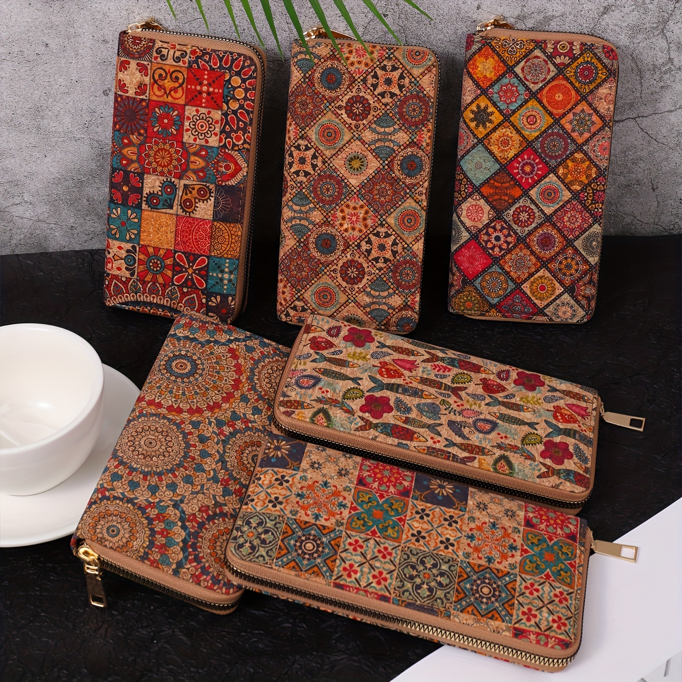 

Bohemian Floral Long Wallet, Ethnic Style Clutch Bag, Retro Vegan Leather Coin Purse With Multi Card Slots