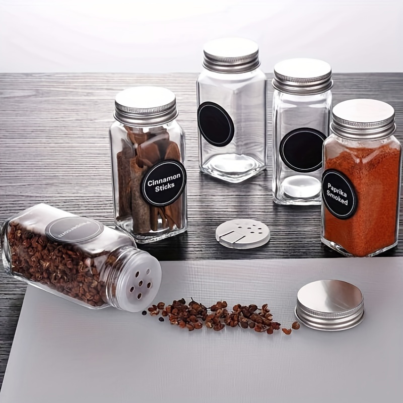 Étiquettes de stockage de pots à épices,etiquette cuisine, autocollants  noirs imperméables et résistants à l
