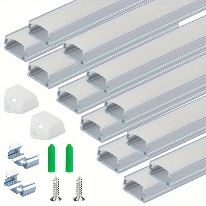 Paquete de 16 canales de aluminio LED de yeso de 3.3 pies con brida para  tira LED, perfil de aluminio para paneles de yeso con difusor de clip y  tapas