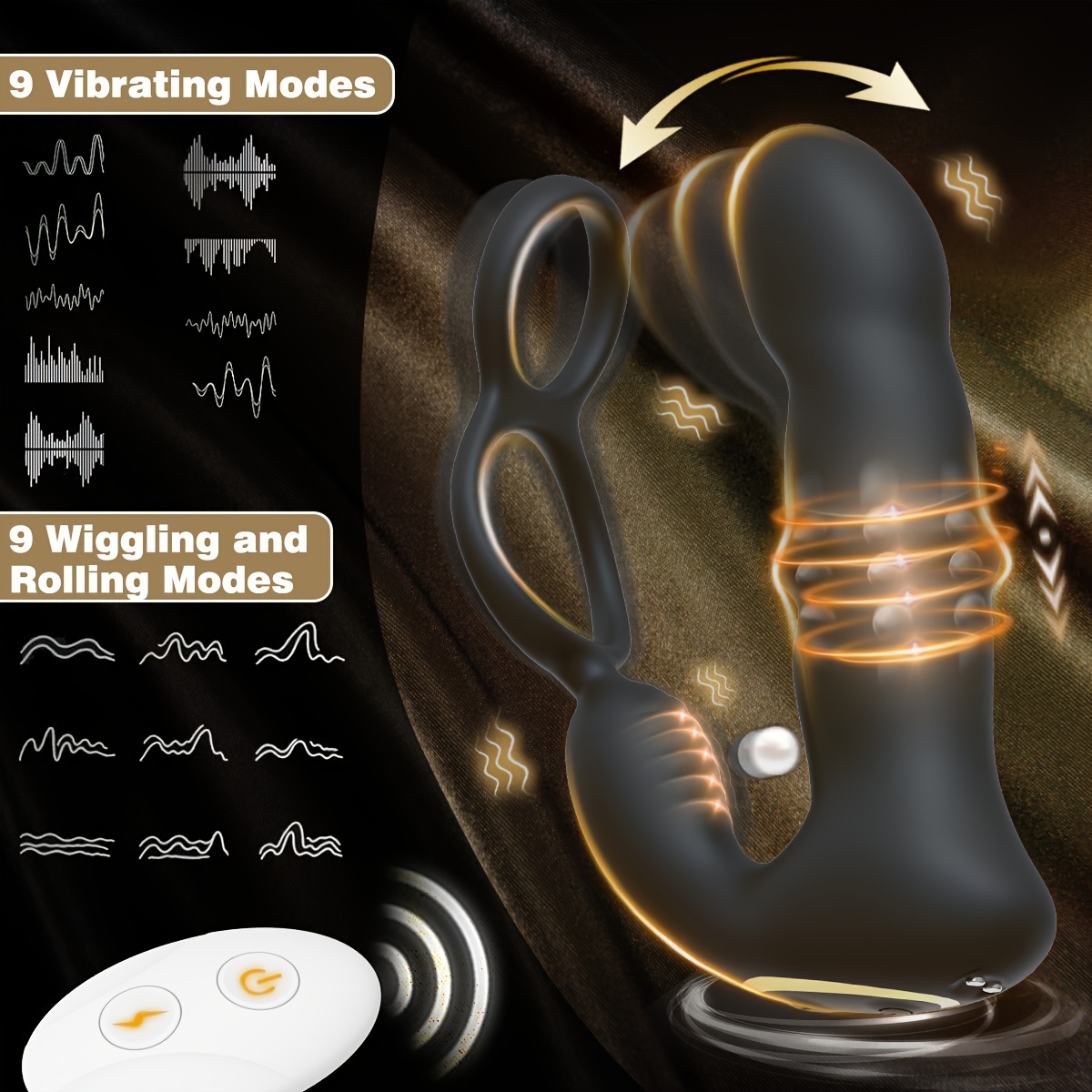 1 pcs vibrating with ring wiggling thrusting beads prostate vibrator remote control anal toys prostate toys for men beginner male couples anal training 1