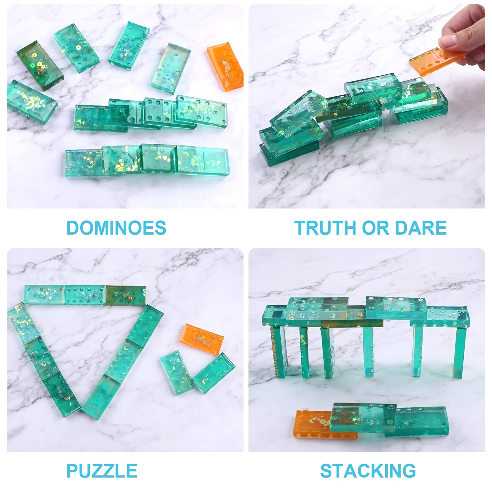 Domino Resin Molds Double 12 Colored Dot Dominoes Molds Epoxy Domino Molds  Resin Candy Molds Clay Molds Silicone Dominoes Molds for DIY Craft
