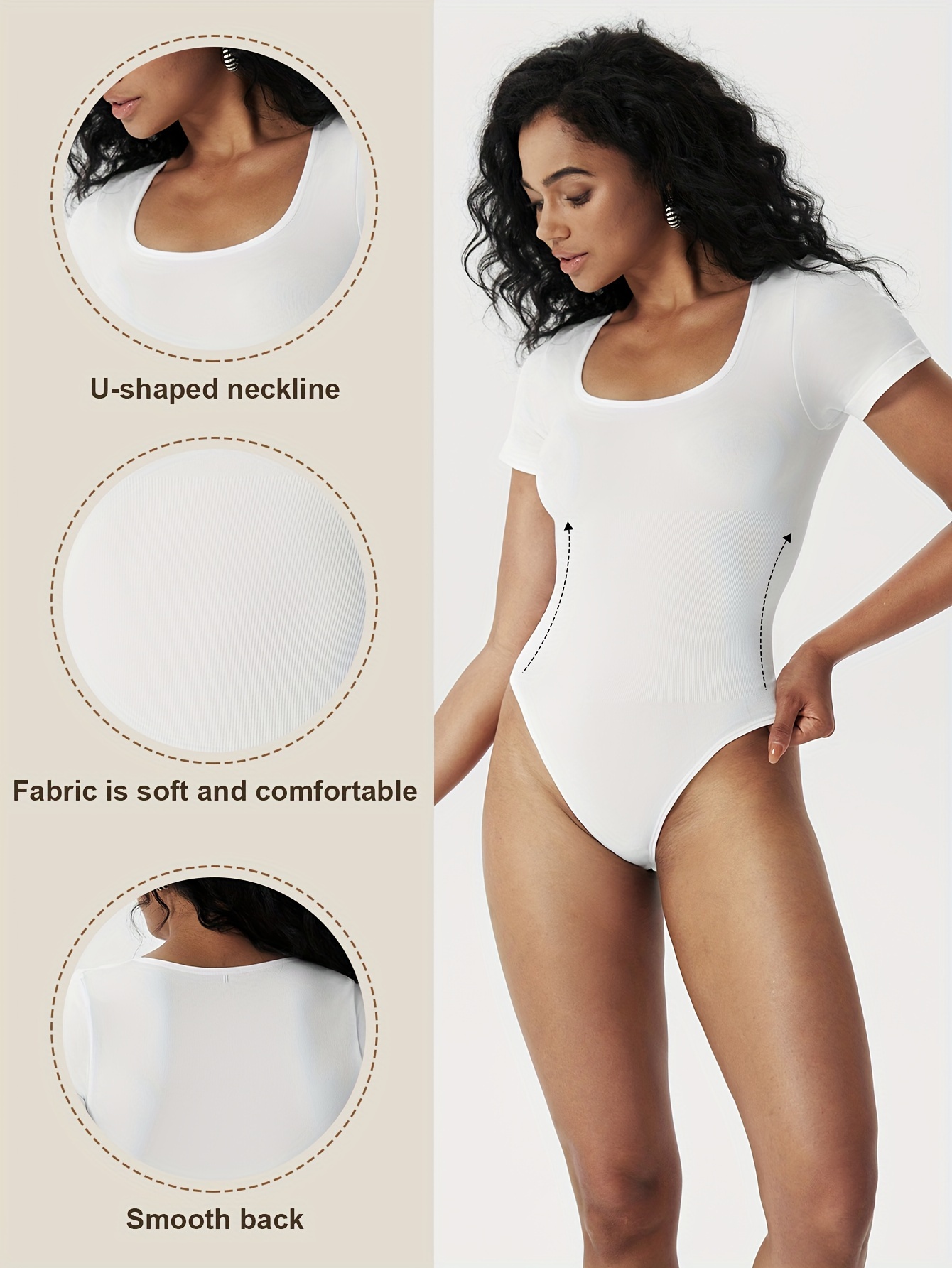 Short Sleeve Shaping Bodysuit Tummy Control Slimming Thong - Temu