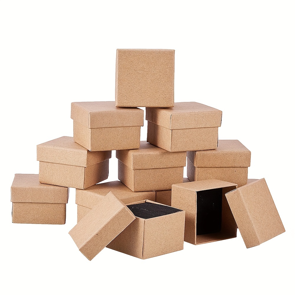Caja de madera rústica, caja pequeña de madera, 4 piezas pequeñas cuadradas  de madera, organizador de almacenamiento, caja de manualidades, caja de