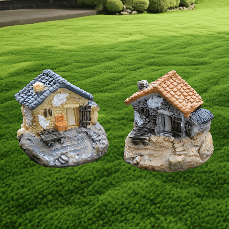 8個 ミニハウス彫刻 ドールハウスアクセサリー用 マイクロ風景 盆栽