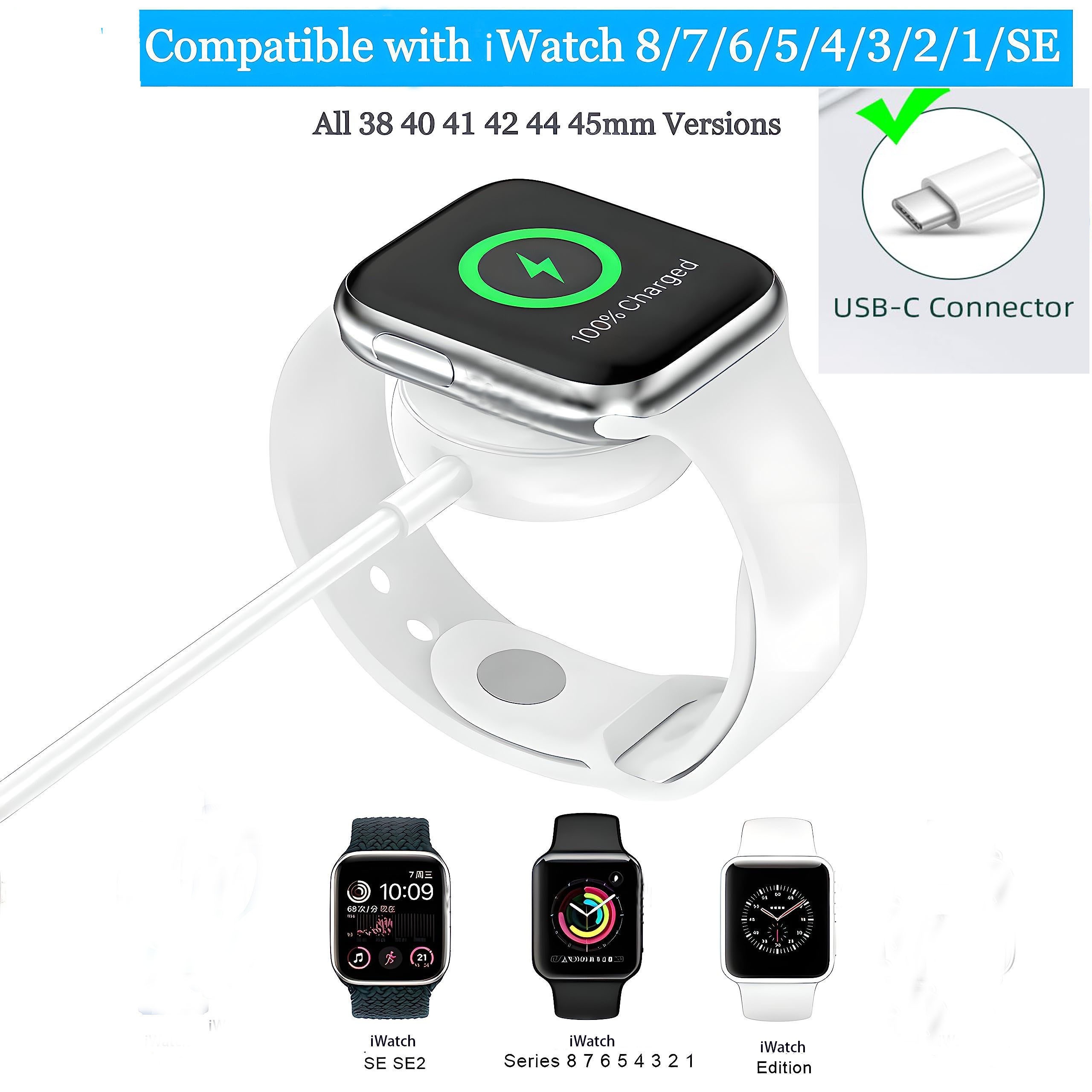 For Apple iWatch Ultra 2 Watch Series 9 8 7 6 5 Magnetic USB Cable