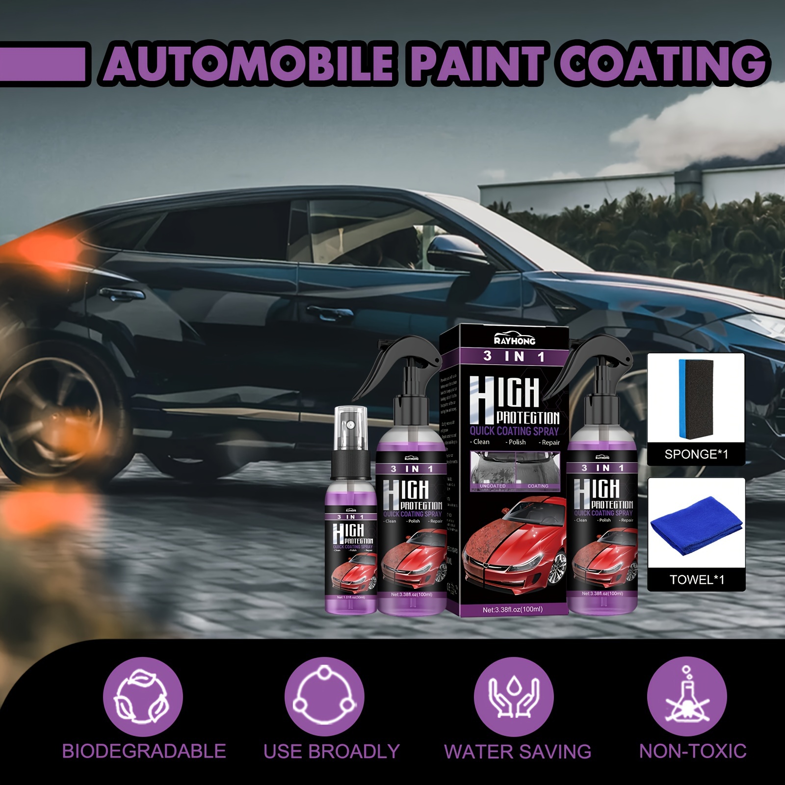  3 in 1 High Protection Quick Car Coating Spray