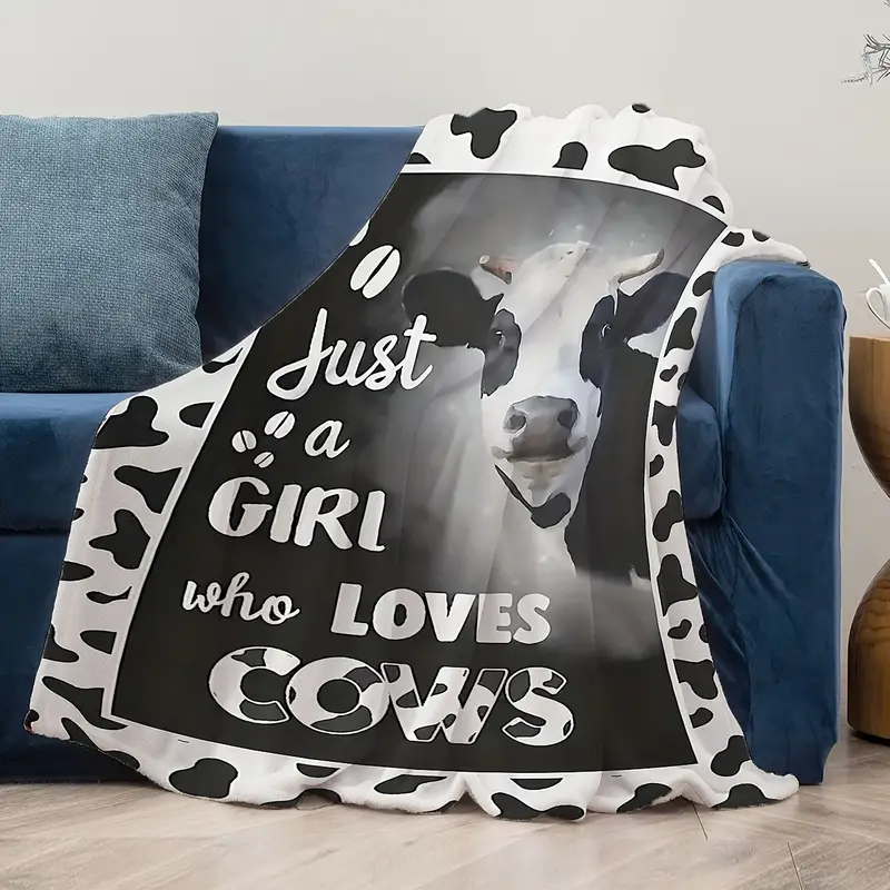 1 Couverture En Flanelle Jolie Couverture Imprimée Vache - Temu France