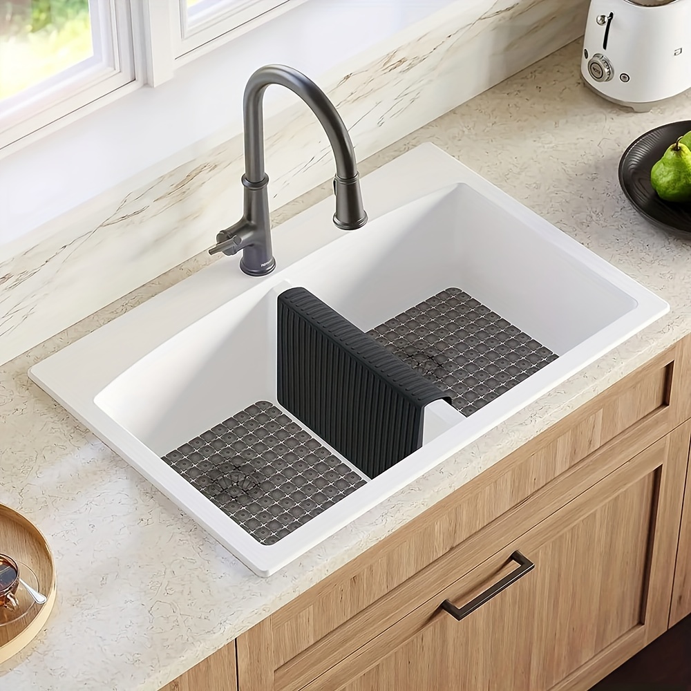 Sink Divider VELOVYO Sink Saddle Mat Ultra Thin Sink Protector Super Soft  Kitchen Sink Mat with Suction Cups No Smell Never Stain Durable