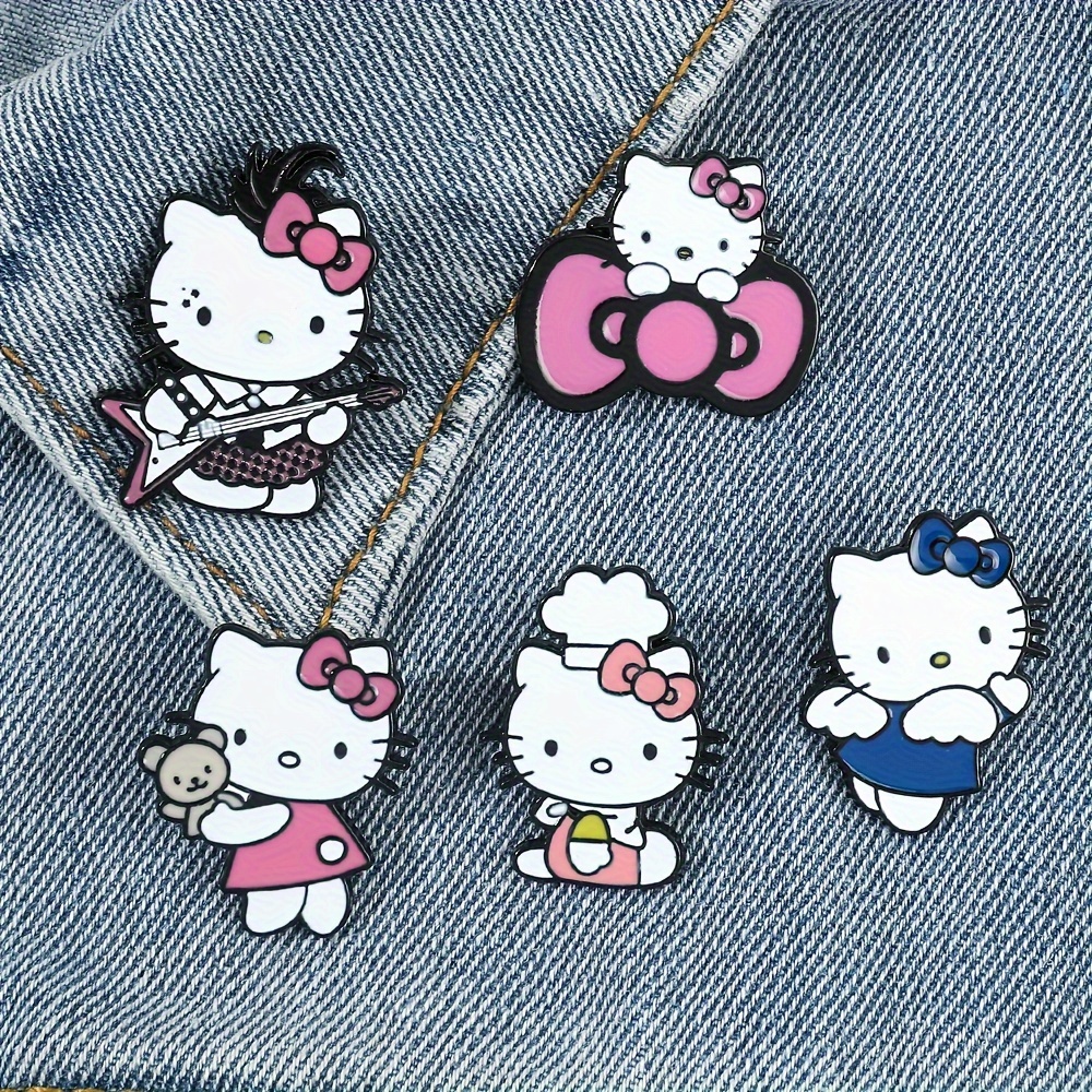 5pcs Series Brooches Cute Hello Kitty Enamel Pins Backpack Clothing Decorative Accessories,$3.99,C12-5pcs,Temu