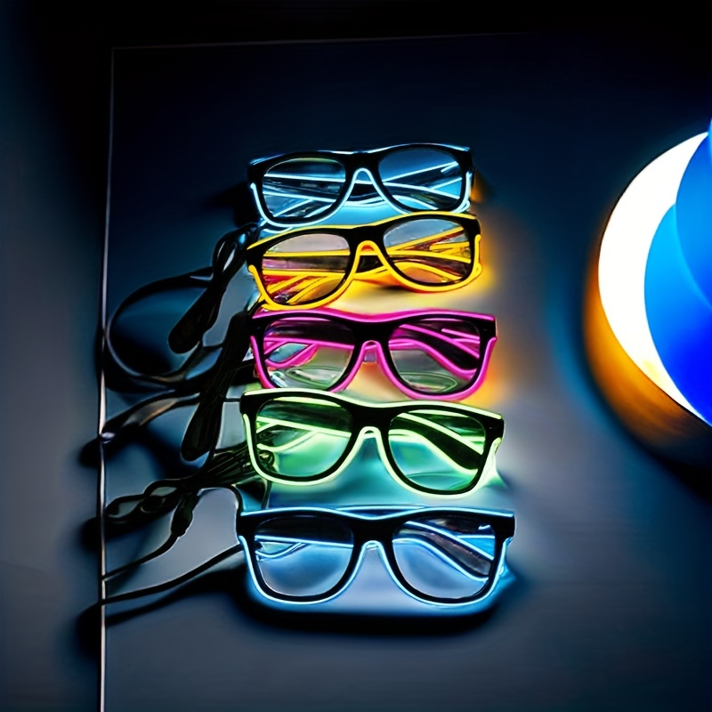 Glow Led Neon Sunglasses Women Men Light Up Led El Wire Rave - Temu