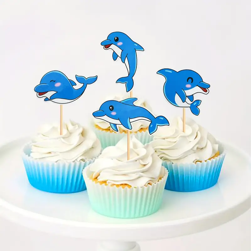 Cute Cartoon Dolphin Cake Topper Ocean Animal Theme Birthday - Temu