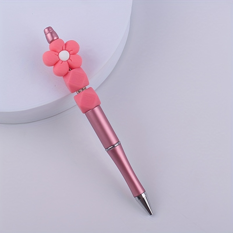 Plastic Beadable Pens Assorted Bead Pens Diy Silicone Bead - Temu