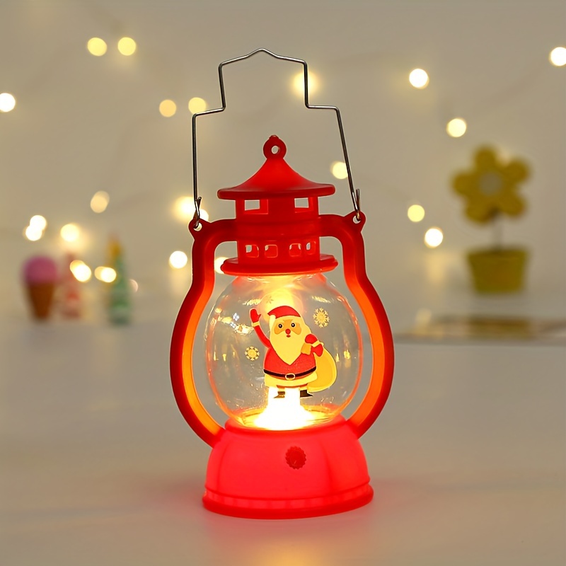 Vintage Christmas Led Lantern Battery Operated Santa Claus Snowman Pendant  Lamp For Xmas Home Party Table Decoration
