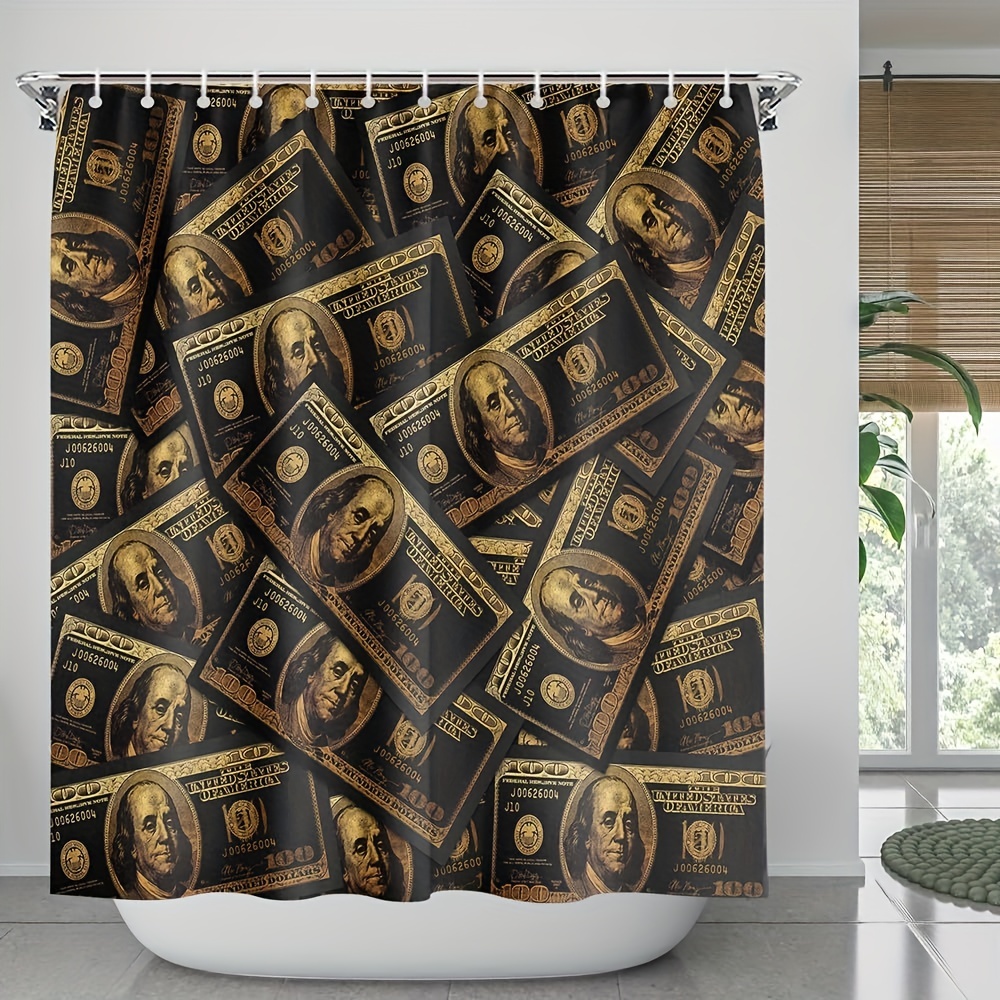 Art Money Shower Curtain Cash Theme Bathroom Decor Shower - Temu Canada