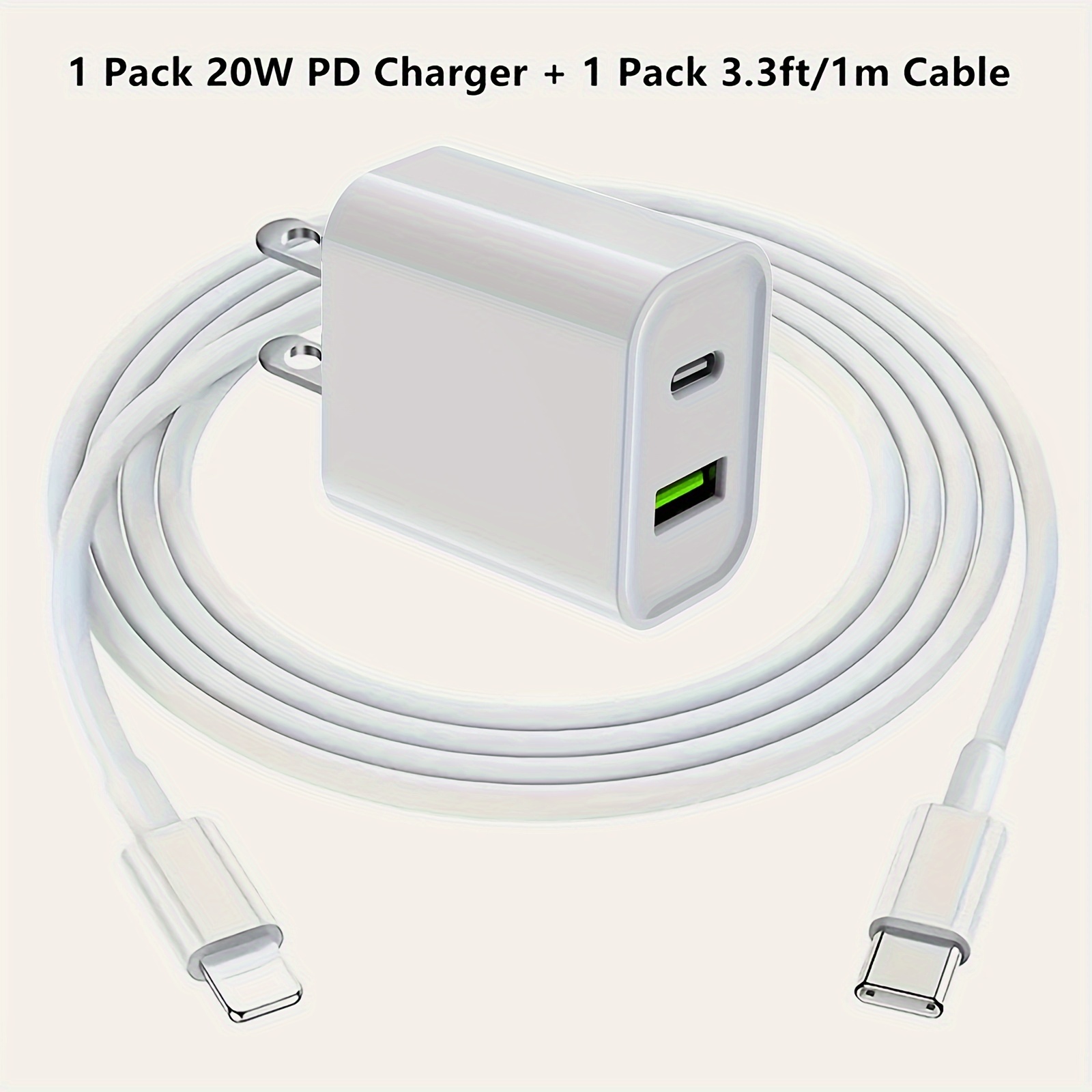 20W iPhone 15 Rapide Chargeur avec 2M USB C Câble,60W Type C Cable