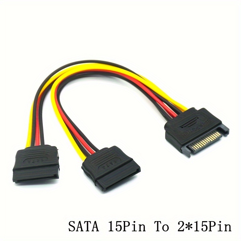 SATA Power Splitter Cable, SSD Power Cable HDD Power Cable Hard Drive Power Cable  SATA 15 Pin Male to 