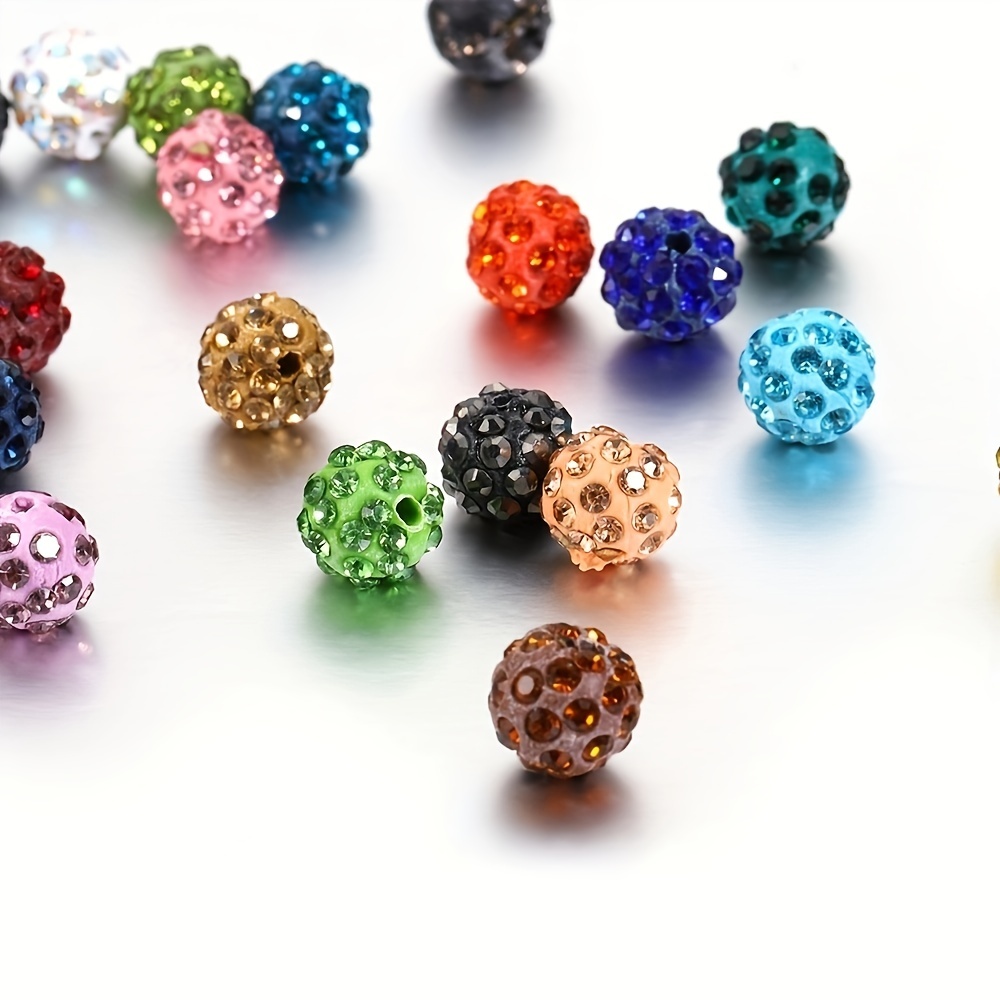 50pcs Ab Rhinestone Balls Multicolor Crystal Round Loose Spacer Beads  Accessory