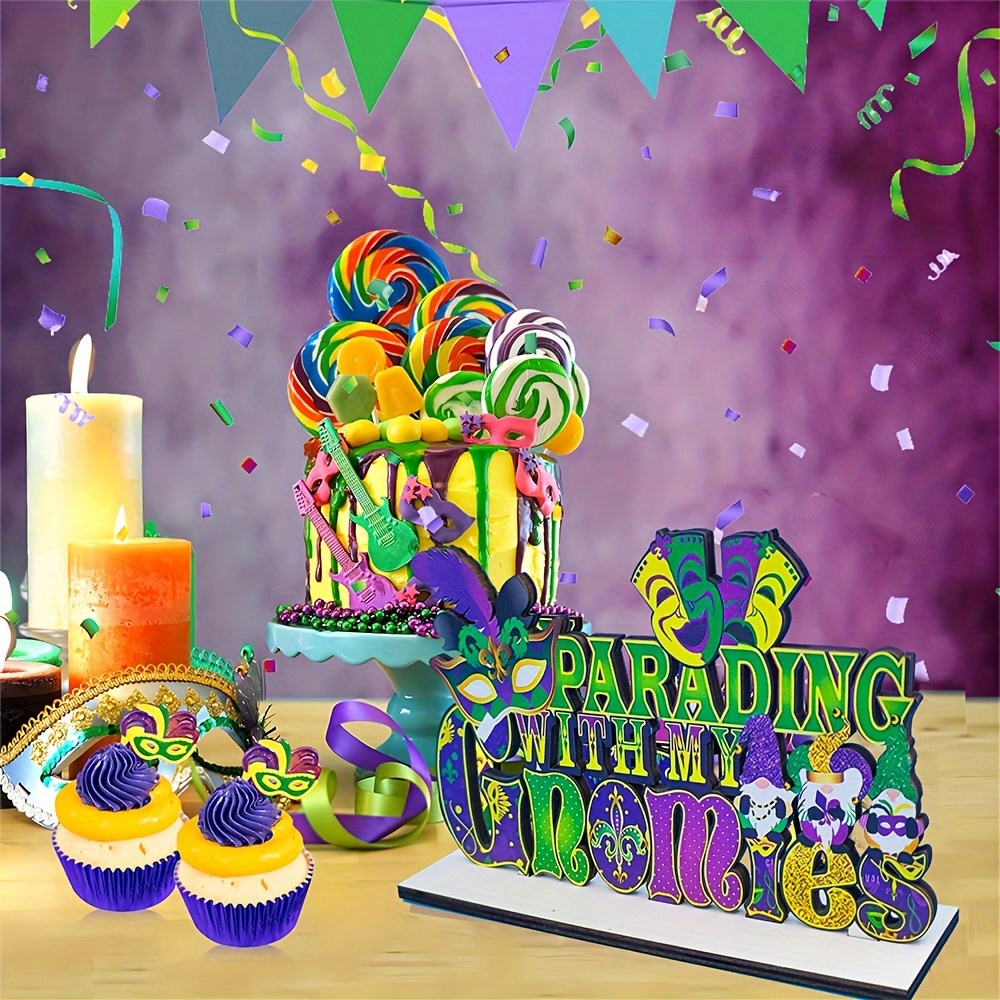 1pc Mardi Gras Table Decoration Signs, Mardi Gras Table Centerpieces Let  The Good Times Roll Sign