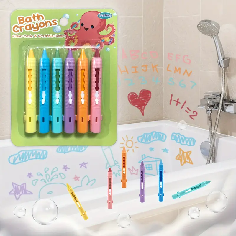 Bath Crayons Set Washable Bathtime Crayons Colorful - Temu