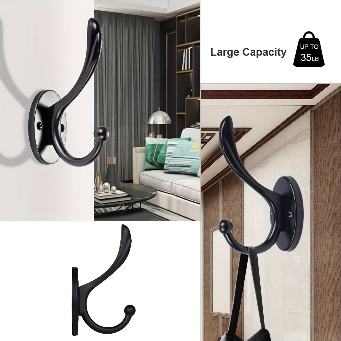 5pcs Decorative Coat Hooks For Wall Mount, Stylish And Sturdy Metal Double  Hooks, Perfect To Hang Your Jackets, Towels Or Hats