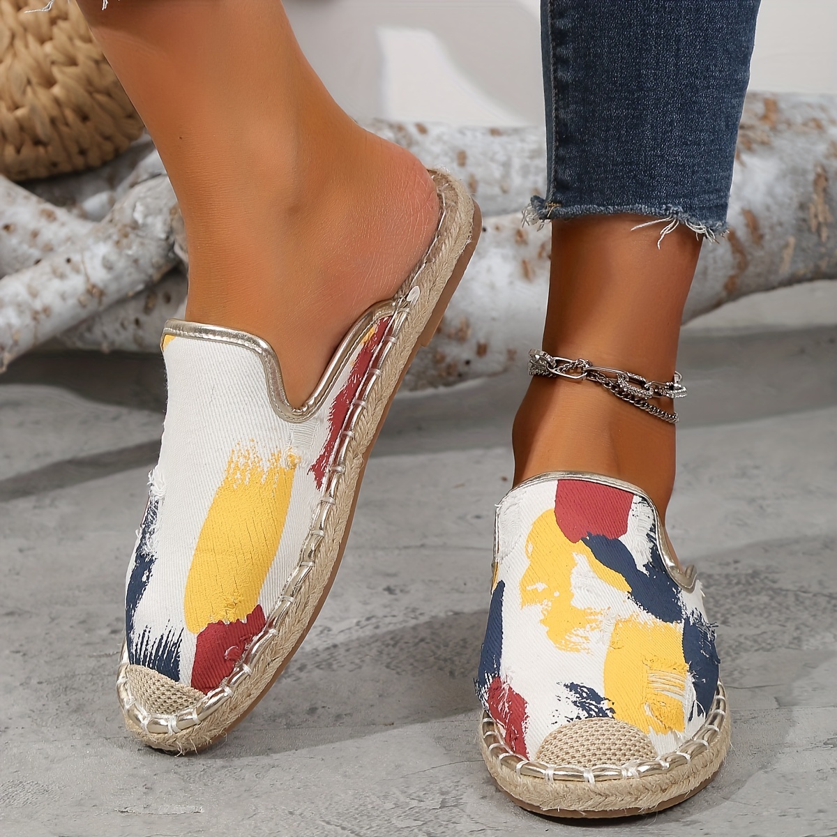Women's Graffiti Print Slip On Espadrilles Casual Outdoor Shoes