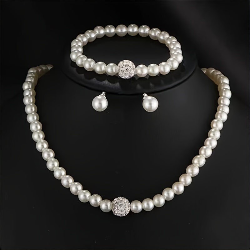 

Stylish Faux Pearl Bridal Jewelry Set Vintage Minimalist Faux Pearl Necklace With Stud Earrings Jewelry Set For Bridal Engagement Wedding Jewelry Accessories