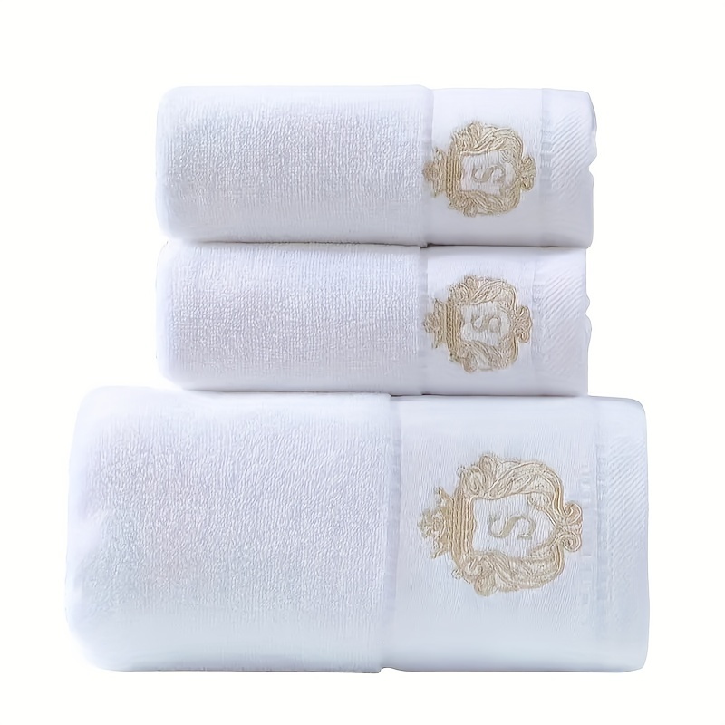 Letter Embroidered Towel Set, Household Cotton Towel, Soft Absorbent Hand Towel  Bath Towel, Bath Linen Sets For Bathroom, 1 Bath Towel & 2 Hand Towel,  Bathroom Supplies - Temu