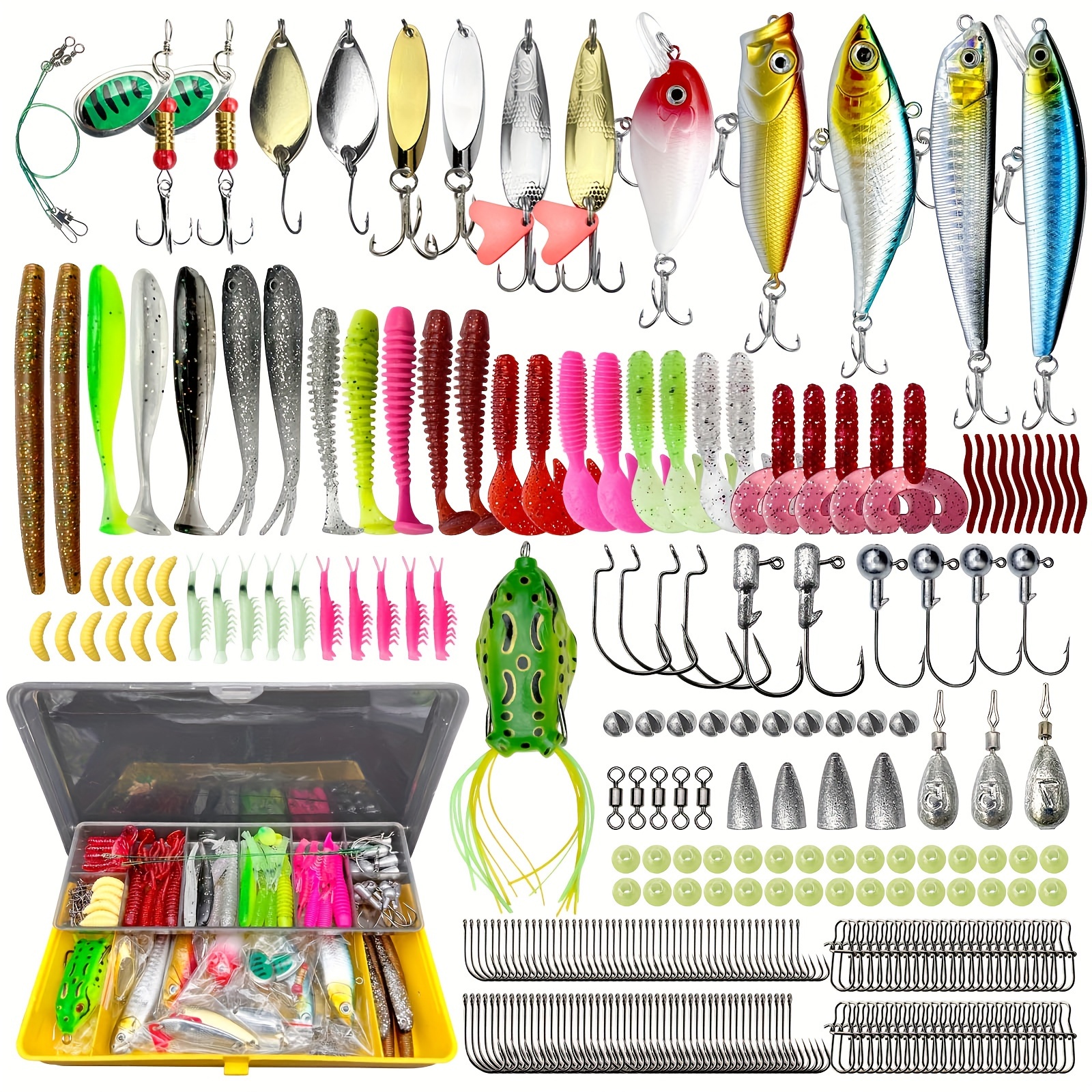 128Pcs Tacklebox Kit - Hard/Soft - Bait/Lure Fishhooks & Tools