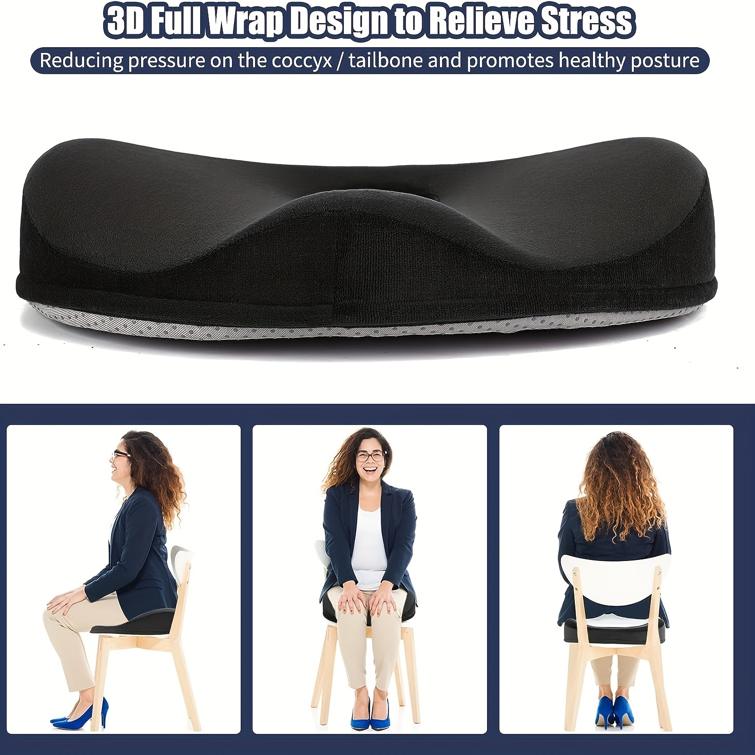 Memory Seat Cushion for Office Chair Pressure Relief Sciatica & Tailbone  Pain Re
