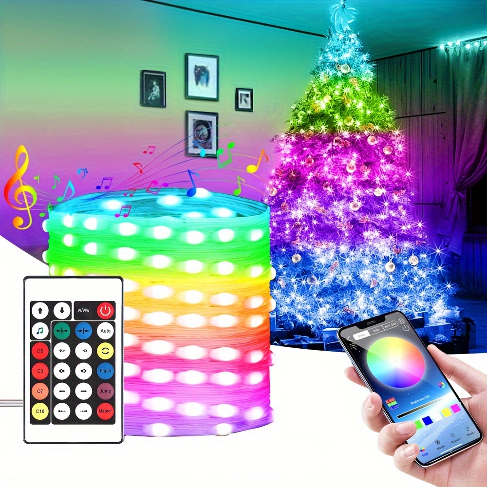 APP Intelligent Christmas Tree Light Bluetooth Point Control Magic Color  LED String Christmas Day Decorative Atmosphere Lights
